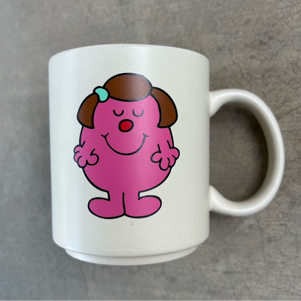 Vintage Little Miss Wise Pink Character Ceramic Coffee Mug Mr Men Boss Bossy